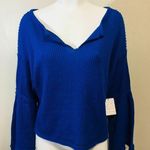 Free People XS Women's Shirt V-neck Blue 3/4s Photo 0