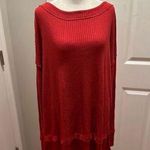 Free People Phoenix Thermal Tunic Top Red Long Sleeve Thumbholes Women's Small Photo 0