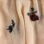 Free People  Wild Flowers Embroidery Blouse Sz S Cream Crepe Boho Western Gypsy Photo 5