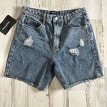 Pretty Little Thing  Vintage Wash Distressed Longline Shorts Size 6 NWT Photo 0