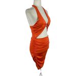 Sheseeworld Cut Out Mini Dress Sleeveless Halter Neck Ruched Dress Orange SZ M Size M Photo 3