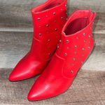 Yoki ‎ Gabriella Women Red Faux Leather Silver Studded Heel Ankle Boot Bootie 8 Photo 0