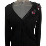 Vintage French Designer DIDIER PARAKIAN Embellished Cardigan Wool Silk Small S Black Photo 0