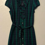 Tommy Hilfiger  green, blue black tartan plaid ruffled belt dress size XXL NEW Photo 0