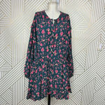 Free People  Flower Fields Mini Dress‎ Green Pink Floral Print Size Medium Photo 1