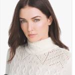 White House | Black Market WHBM Mock Neck Embellished Fringed Sleeve Sweater in Ivory sz small Photo 3