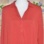 J. Jill Ladies Orange Coral Long Sleeve Jersey Knit Shirt Top Size XL 1/4 Button Photo 1