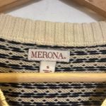 Merona  Pullover Knit Sweater, Cream, Blue, Red/Orange Striped Argyle, Size small Photo 3