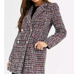 ASOS River Island Boucle Tweed Double Breasted Blazer Jacket Red Check Size 4 Photo 1