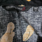 Colleen Lopez Black & Tan Floral Leaf Print Linen Blend Button Photo 5