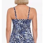 Swim Solutions Womens Blue Animal Print Underwire V Neck Swim Tankini Size 8 Photo 2