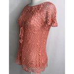 Sacred Threads NWT  Orange Crochet Overlay Short Flutter Sleeves Dainty Top Small Photo 3