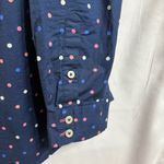 Talbots  Women’s Medium Petite Navy Blue Polka Dot Long-Sleeve Button-Up Shirt Photo 3
