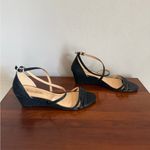 Badgley Mischka American Glamour Queen Black Sparkle Glitter Wedge Womens 10 Photo 1