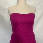 Fossil Strapless Midi Women Dress Size XS Fuchsia Elastic Back Pocket Zip Preppy Photo 1