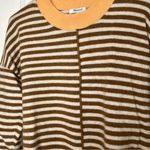 Madewell  Peach / Brown Striped Long Sleeve Sweater Size Medium Photo 5