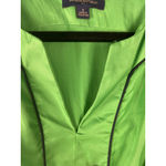 Banana Republic Size 0 Green Sheath Dress Black Trim Piping V-Neck Sleeveless Cl Photo 5