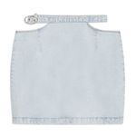 We Wore What NWT Cut Out Denim Mini Skirt Indigo Comfort Super Light Stone Wash L Photo 4
