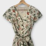 Gal Meets Glam Sophie Cropped Floral Jumpsuit Size 6 Cream Wide Leg Photo 2