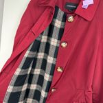 London Fog  Red Button Front Trench Coat Jacket Sz Medium Plaid Flannel Lined Photo 10