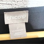 Chico's Chico’s Black Notch Neck Blouse Top w/ Split 3/4 Sleeves Bow Cuffs Size 12 Large Photo 6