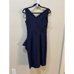 Alex Evenings  Women's‎ Slimming Cocktail Ruched Dress w/ Ruffle, Navy Size 4 Photo 3