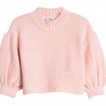 Topshop NWT Size 4/6 Balloon Puff Sleeve Sweater Blush Pink Soft Collegiate Cozy Photo 0