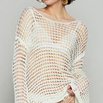 POL  Side‎ Slit Openwork Long Sleeve Knit Cover Up Photo 0