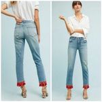 Anthropologie Pilcro Red Beaded Tassel Hem Slim Boyfriend Jeans Size 25 Photo 2