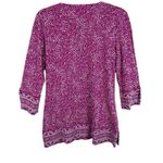 Coolibar St. Lucia Top UPF 50+ Raspberry White 3/4 Sleeve Top Made In India Sz M Pink Size M Photo 1
