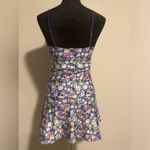 Nicole Miller EUC  Purple Floral Bandeau Ruche One-piece Swim Dress size small Photo 2