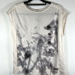 Kenar Womens Top--off-white/gray/black‎ patterned silky tunic sleeveless Size M Photo 0