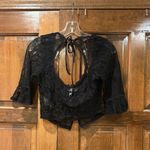Urban Outfitters UO Jacqueline Lace Cropped Top Black Size Medium Sheer Photo 3