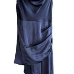 Cider  satin blue Highlow cowl neck slip dress Photo 0