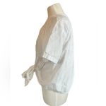 ZARA  XS Oversized Cropped Tie front Knot Embroidered Cotton Shirt Photo 1