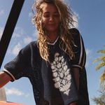 NWT Free People Movement Star Struck Logo Tee Blue Photo 0