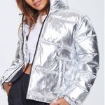 Forever 21 Silver Puffer Jacket Photo 0