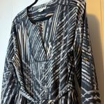 Dana Buchman  Womens PXL Black Geometric Print Wrap Dress Long Sleeve Tie Waist Photo 3