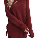 SheIn SZ S Burgundy tie sweater Photo 0