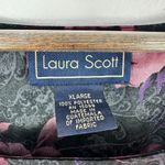Laura Scott  Tank Top XL Black Pink Floral Sleeveless Blouse Cottage Romantic Vtg Photo 2