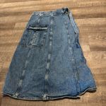 ZARA  Blue Denim Cargo Wrap Maxi Skirt with Belt Waist Photo 0
