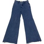 Anthropologie  Blue Jersey Knit Denim Wide Leg Bell Bottom Flare Leg Pants 29 Photo 0