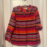 Elementz Kim Roger Petite Blouse with Adjustable Sleeves Red Orange Black Stripe Size PXL Photo 0