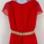 Badgley Mischka  Chiffon Dress 2 Red Flutter Holiday Glam Romantic Banana Pepper Photo 5