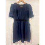 Line Korean Fashion Semi Formal Rayon Short Dress Navy Small Blue Photo 1