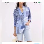 Pilcro  Anthropologie Blouse Tunic‎ Patchwork Print Tiered Medium Petite Photo 3