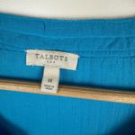 Talbots  Womens Tunic‎ Dress Size Medium Blue Pom Trim Beach Cover Up Vacation Photo 4