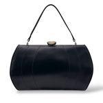 Vintage Black Leather Frame Evening Bag Clutch Purse Silver Hardware 5.5x8.5 Photo 0