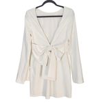 Lulus  Ivory Long Sleeve Mini Cocktail Dress with Back Bow Detail Size Medium Photo 2