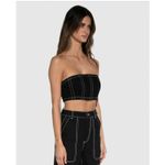 BY. DYLN NWOT Black Strapless Cooper Sleeveless Crop Tube Top Size Medium Photo 2